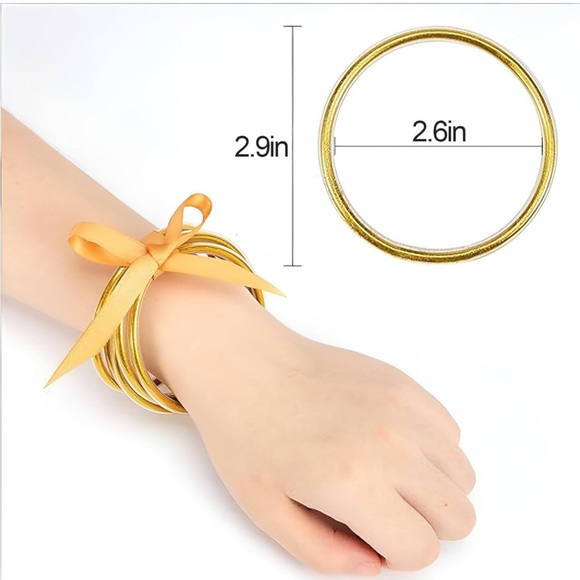 Glitter Jelly Bangles Bracelets - Soft Silicone Glitter Filled, 9 bracelets - Picture 4 of 8